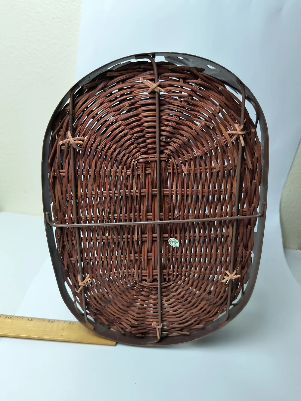 Rustic Brown Leaf Metal Basket with Handle - Farmhouse Centerpiece